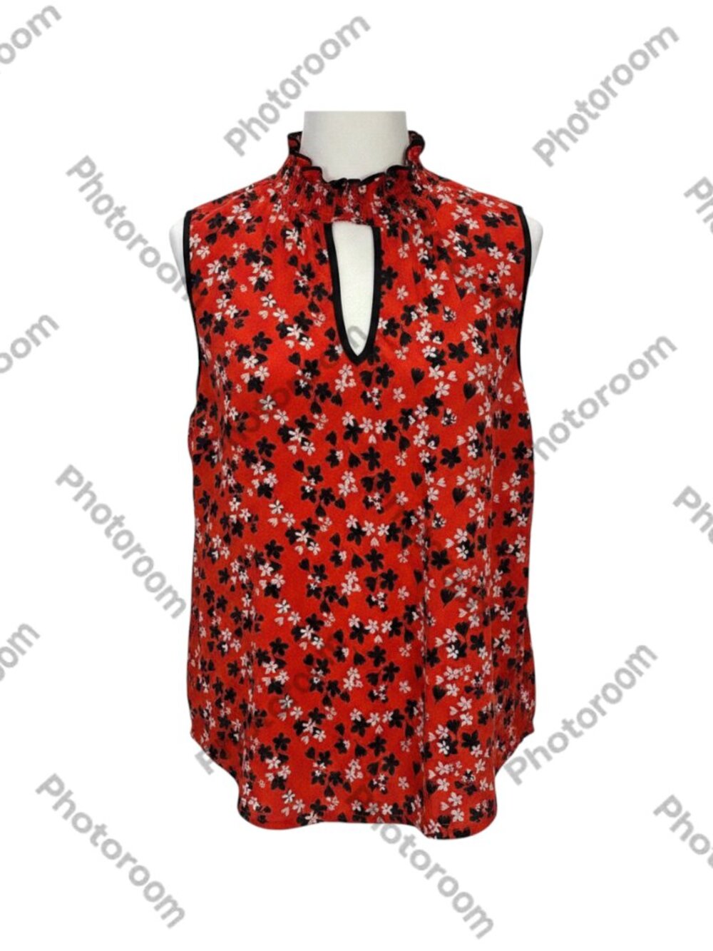 Adrienne Vittadini Red Women's Sleeveless Floral Top XL